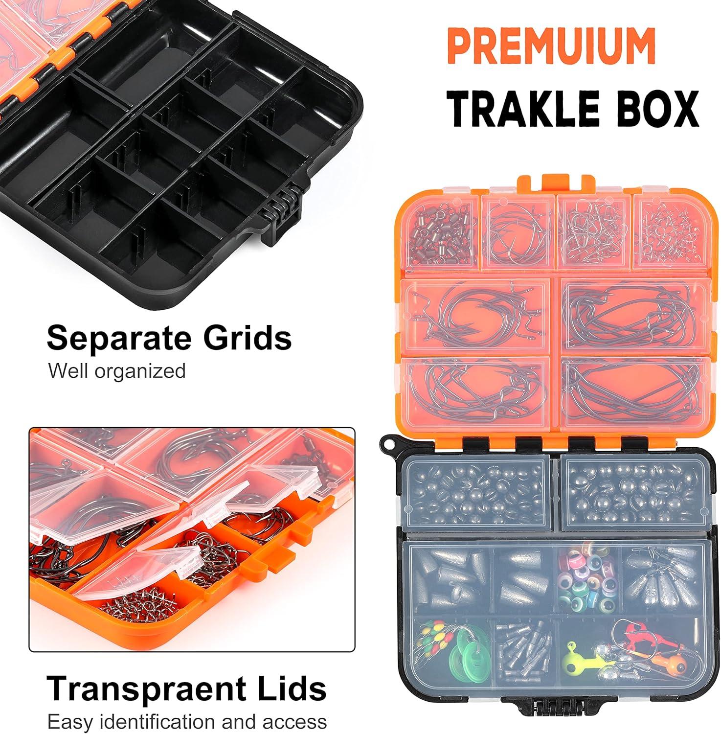 image:imagePLUSINNO 253387pcs Fishing Gear Accessories Kit Fishing Tackle Box with Tackle Included Fishing Hooks Fishing Weights Sinkers Spinner Blade Fishing Equipment for Bass Trout Bluegill Crappie201pcs Fishing Accessories Kit