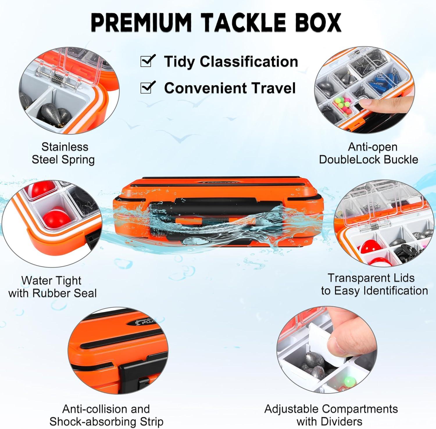 image:imagePLUSINNO 253387pcs Fishing Gear Accessories Kit Fishing Tackle Box with Tackle Included Fishing Hooks Fishing Weights Sinkers Spinner Blade Fishing Equipment for Bass Trout Bluegill Crappie253pcs Fishing Accessories Kit