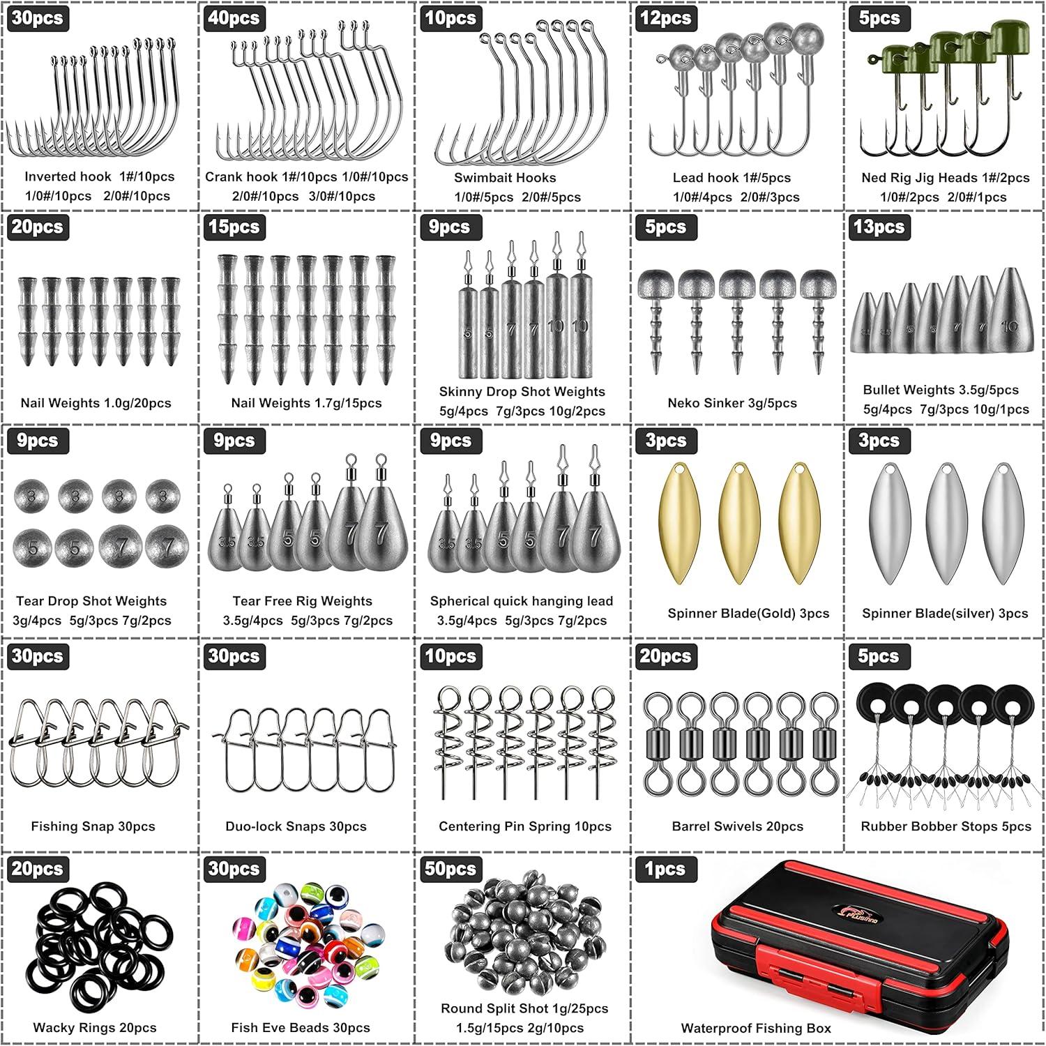 image:imagePLUSINNO 253387pcs Fishing Gear Accessories Kit Fishing Tackle Box with Tackle Included Fishing Hooks Fishing Weights Sinkers Spinner Blade Fishing Equipment for Bass Trout Bluegill Crappie387pcs Fishing Accessories Kit