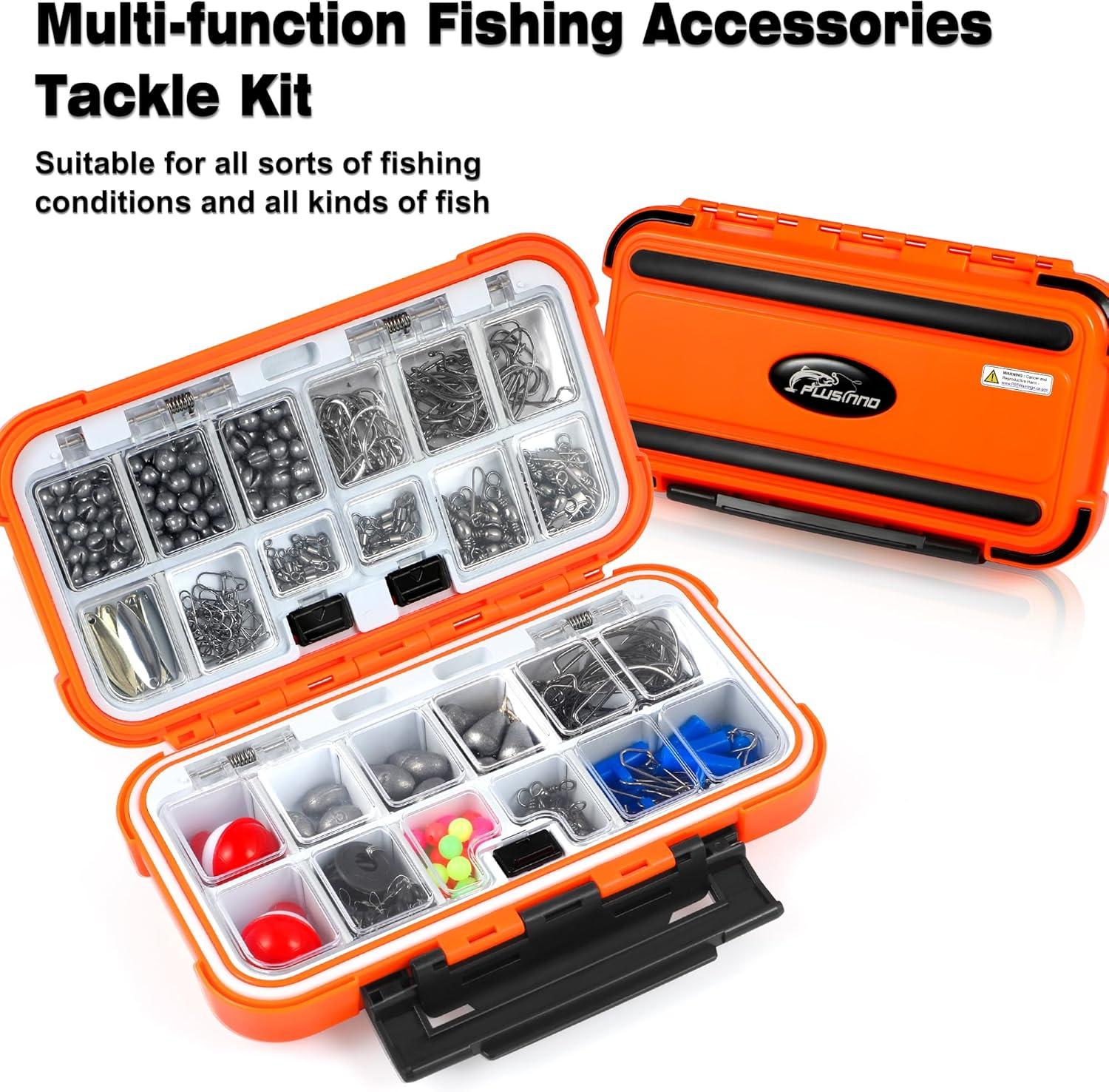image:imagePLUSINNO 253387pcs Fishing Gear Accessories Kit Fishing Tackle Box with Tackle Included Fishing Hooks Fishing Weights Sinkers Spinner Blade Fishing Equipment for Bass Trout Bluegill Crappie253pcs Fishing Accessories Kit