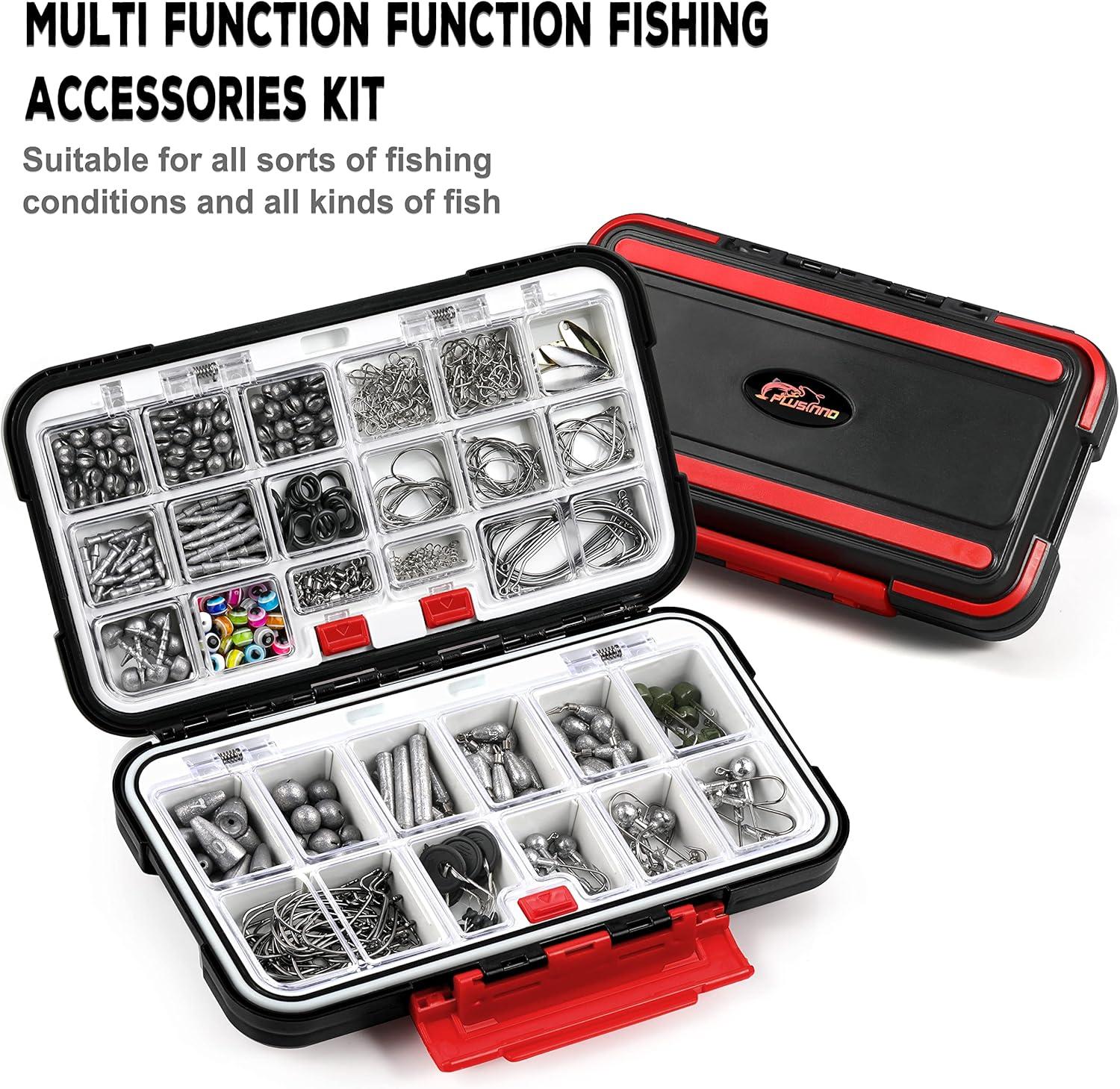 image:imagePLUSINNO 253387pcs Fishing Gear Accessories Kit Fishing Tackle Box with Tackle Included Fishing Hooks Fishing Weights Sinkers Spinner Blade Fishing Equipment for Bass Trout Bluegill Crappie387pcs Fishing Accessories Kit