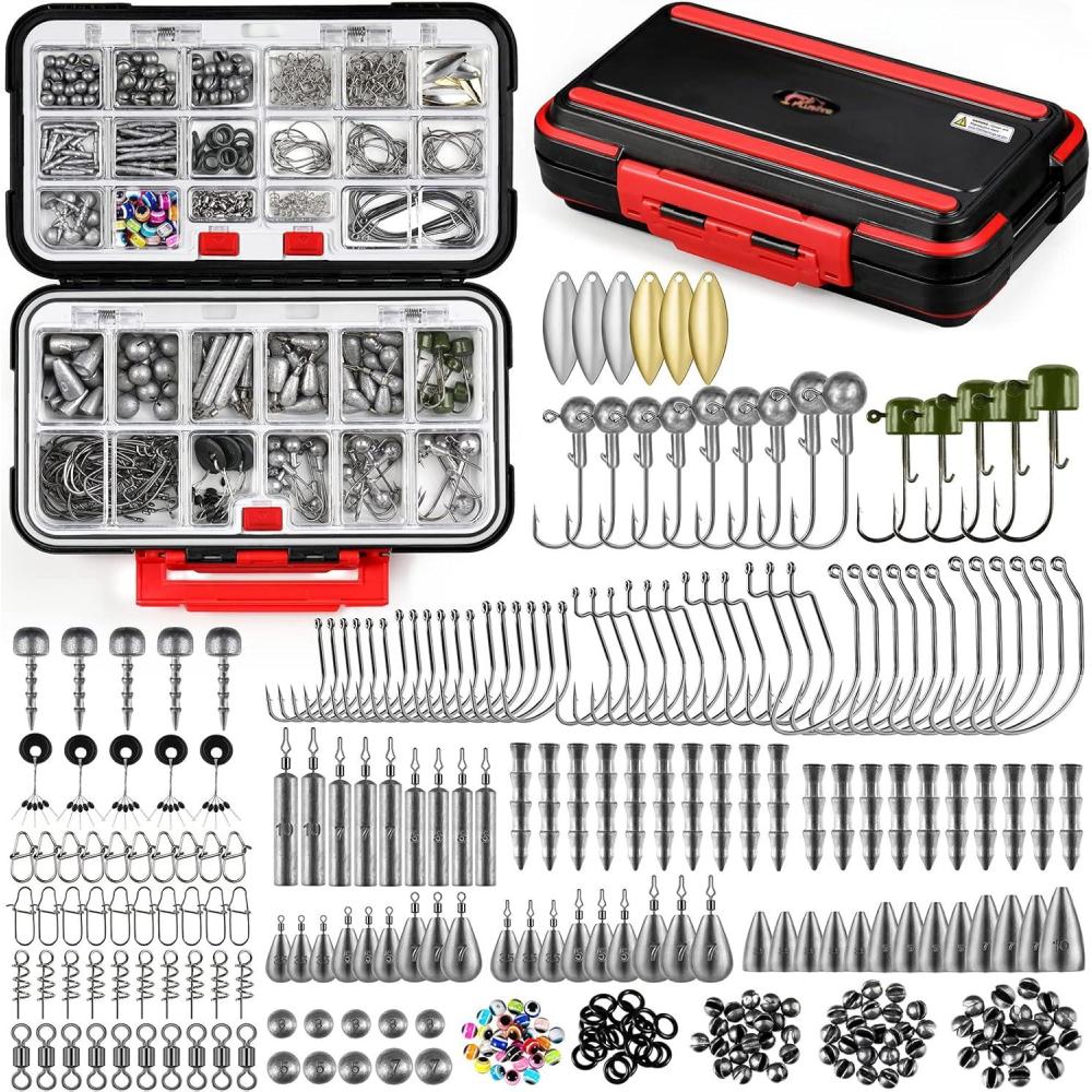 image:imagePLUSINNO 253387pcs Fishing Gear Accessories Kit Fishing Tackle Box with Tackle Included Fishing Hooks Fishing Weights Sinkers Spinner Blade Fishing Equipment for Bass Trout Bluegill Crappie387pcs Fishing Accessories Kit