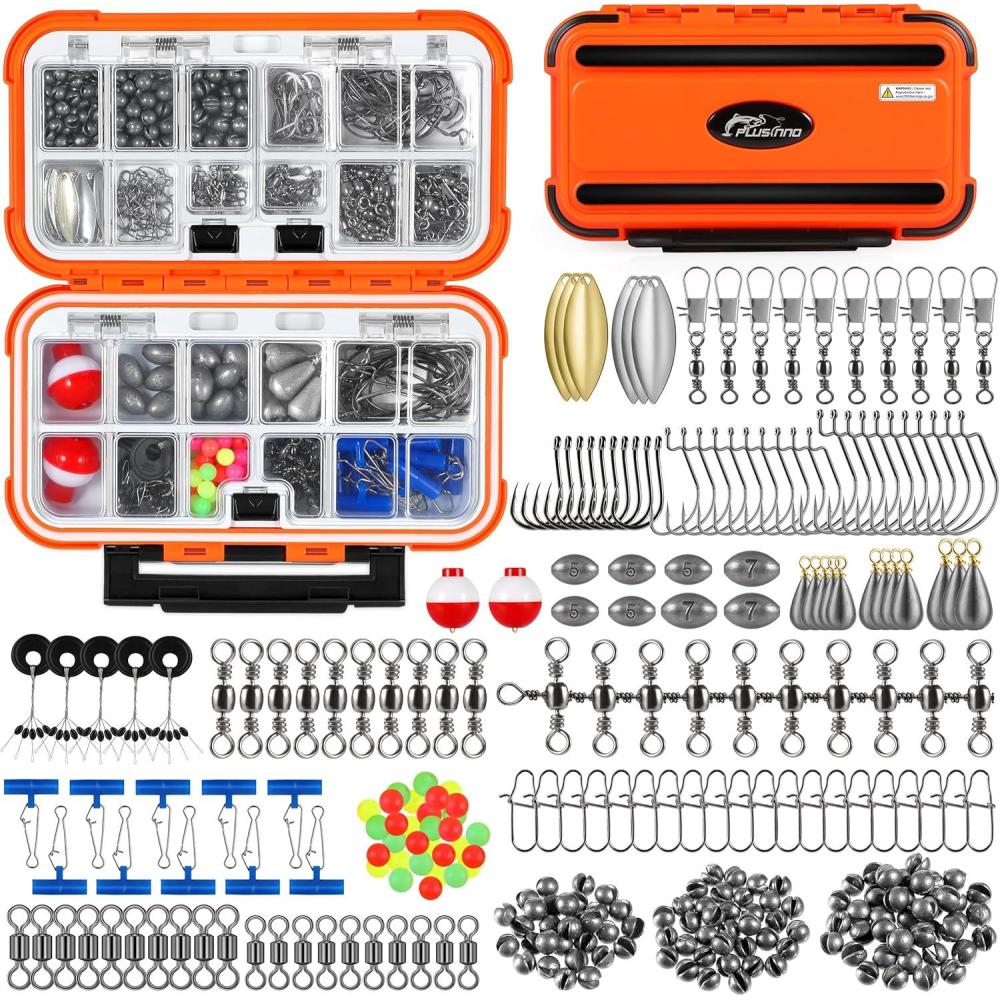 image:imagePLUSINNO 253387pcs Fishing Gear Accessories Kit Fishing Tackle Box with Tackle Included Fishing Hooks Fishing Weights Sinkers Spinner Blade Fishing Equipment for Bass Trout Bluegill Crappie253pcs Fishing Accessories Kit