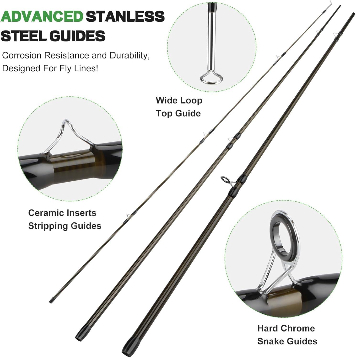 image:imagePLUSINNO Fly Fishing Rod and Reel Combo 4 Piece Lightweight UltraPortable Graphite Fly Rod 56 Complete Starter Package with Carrier Bag5 Wt 9 Fly Rod 56 Reel