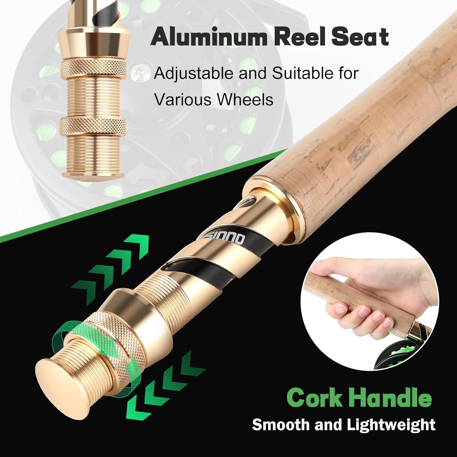 image:imagePLUSINNO Fly Fishing Rod and Reel Combo 4 Piece Lightweight UltraPortable Graphite Fly Rod 56 Complete Starter Package with Carrier Bag5 Wt 9 Fly Rod 56 Reel