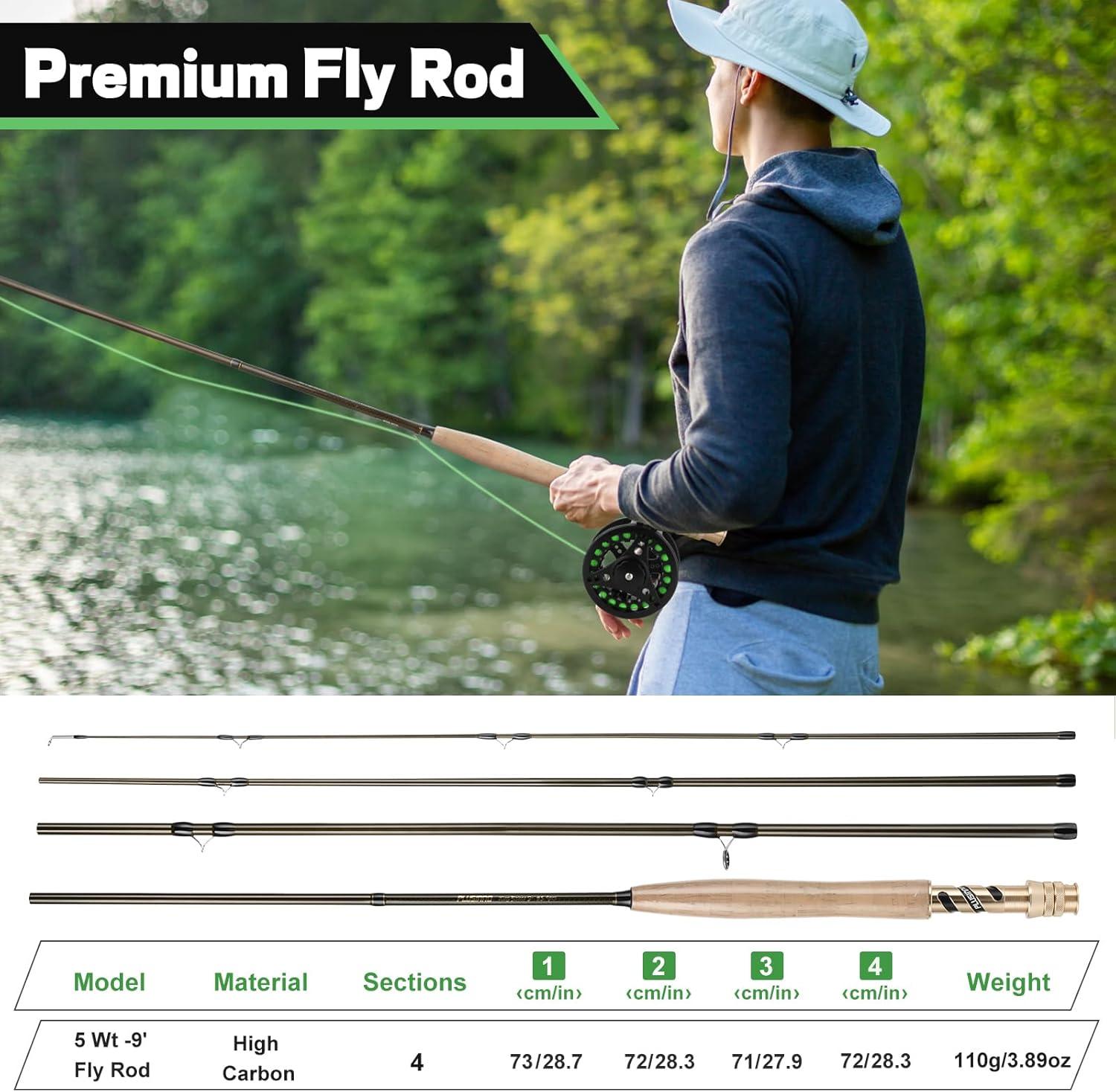 image:imagePLUSINNO Fly Fishing Rod and Reel Combo 4 Piece Lightweight UltraPortable Graphite Fly Rod 56 Complete Starter Package with Carrier Bag5 Wt 9 Fly Rod 56 Reel