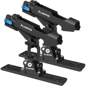 PLUSINNO Kayak Fishing Rod Holder with Tracks, 2 in 1 Fishing Rod Holders for Boat, Kayak Accessories, Fishing Pole Holders for Track Mount / Deck Mount with Fishing Rod Protective Strap, Kayak Rail