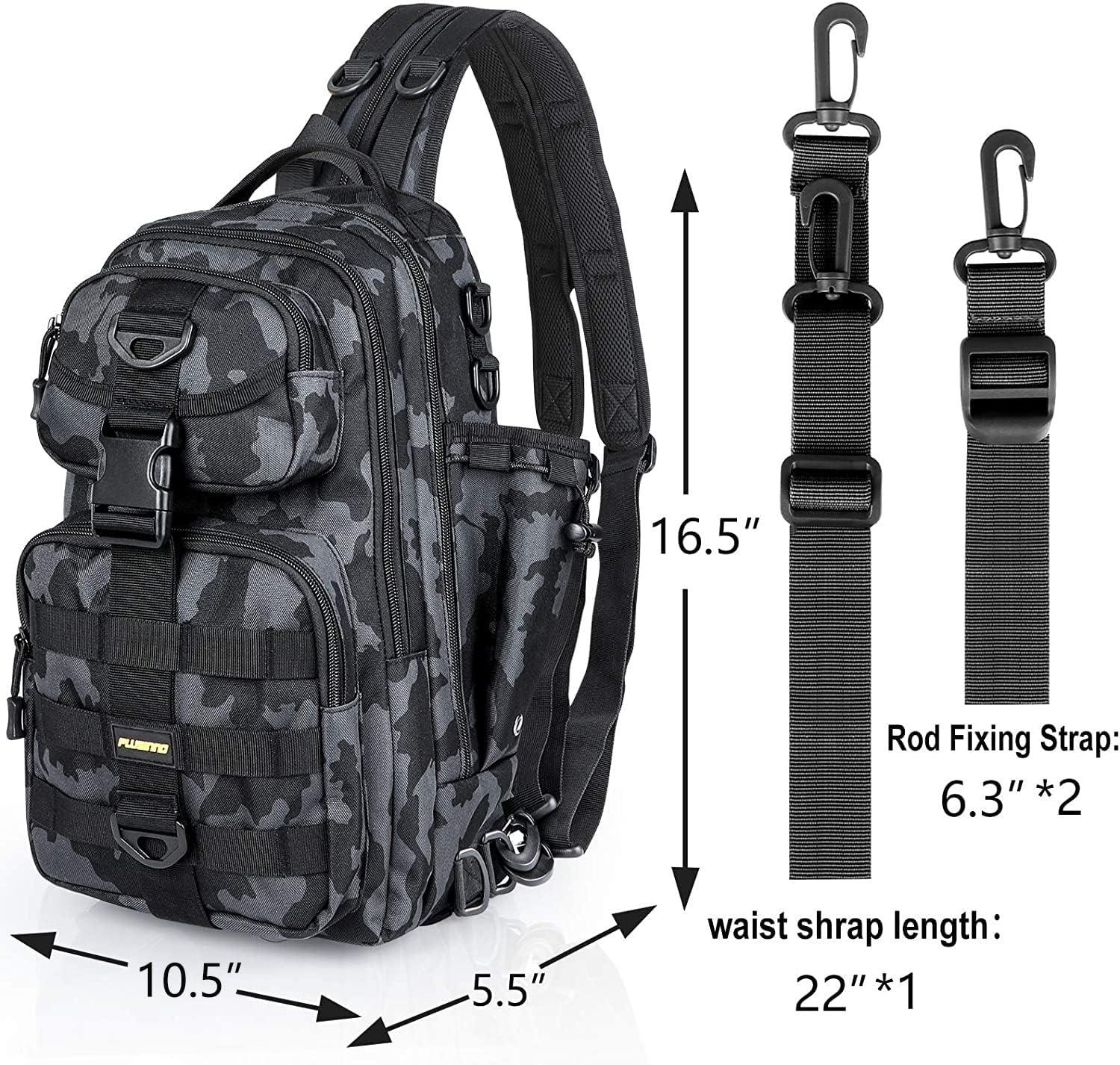 image:imagePLUSINNO Fishing Backpack Fishing Bag Waterproof Fishing Sling Tackle Bag For Fishing Gear With Rod Holder Fishing Gifts for MenSingle Backpack No Tackle Box