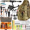 khaki Backpack with fishing gear