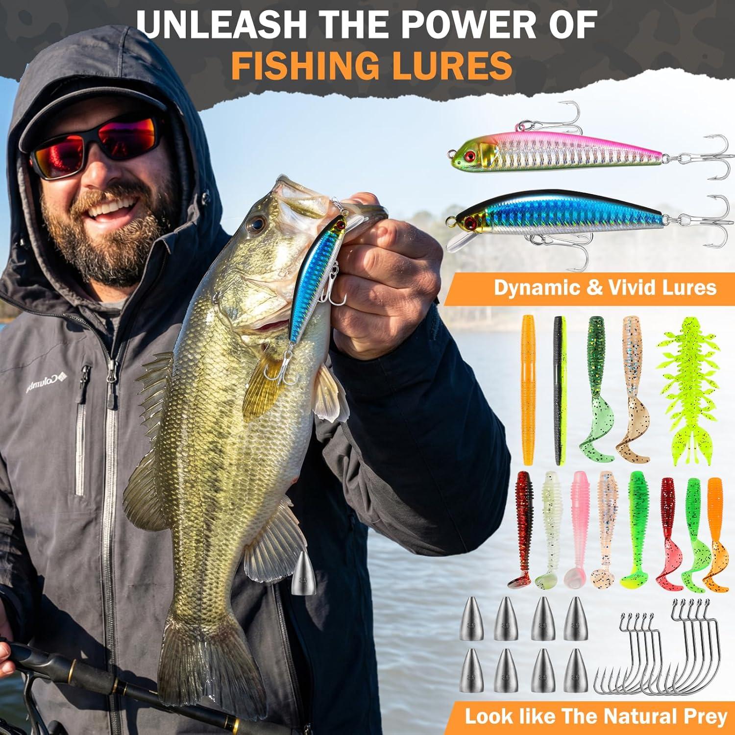 image:imagePLUSINNO Fishing Gear Fishing Backpack with Tackle Box Waterproof tackle Backpack with Rod Holders Lures Tools Pliers amp Accessories Fish Gifts for MenKhaki Fishing Backpack With Fishing Kit
