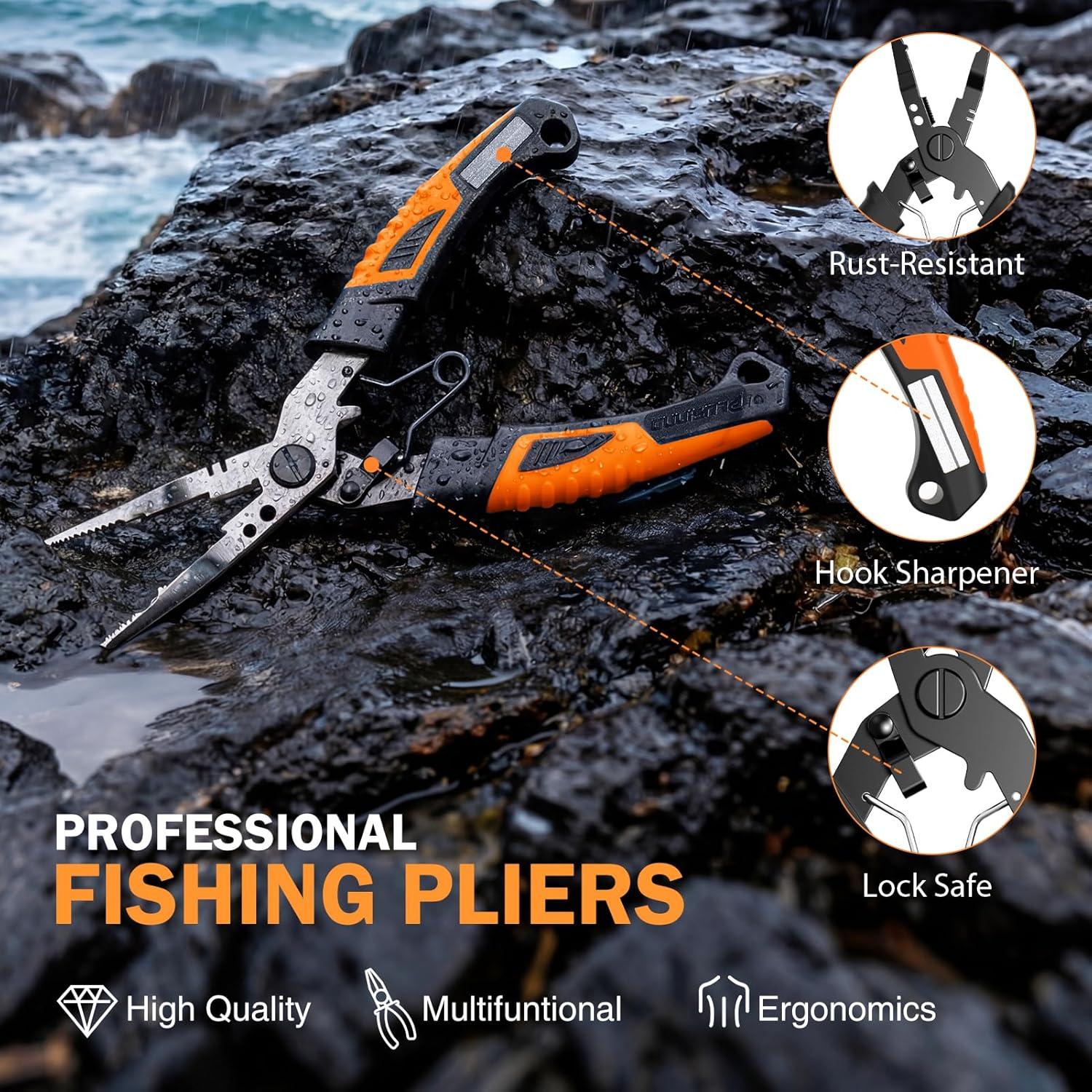 image:imagePLUSINNO Fishing Gear Fishing Backpack with Tackle Box Waterproof tackle Backpack with Rod Holders Lures Tools Pliers amp Accessories Fish Gifts for MenKhaki Fishing Backpack With Fishing Kit