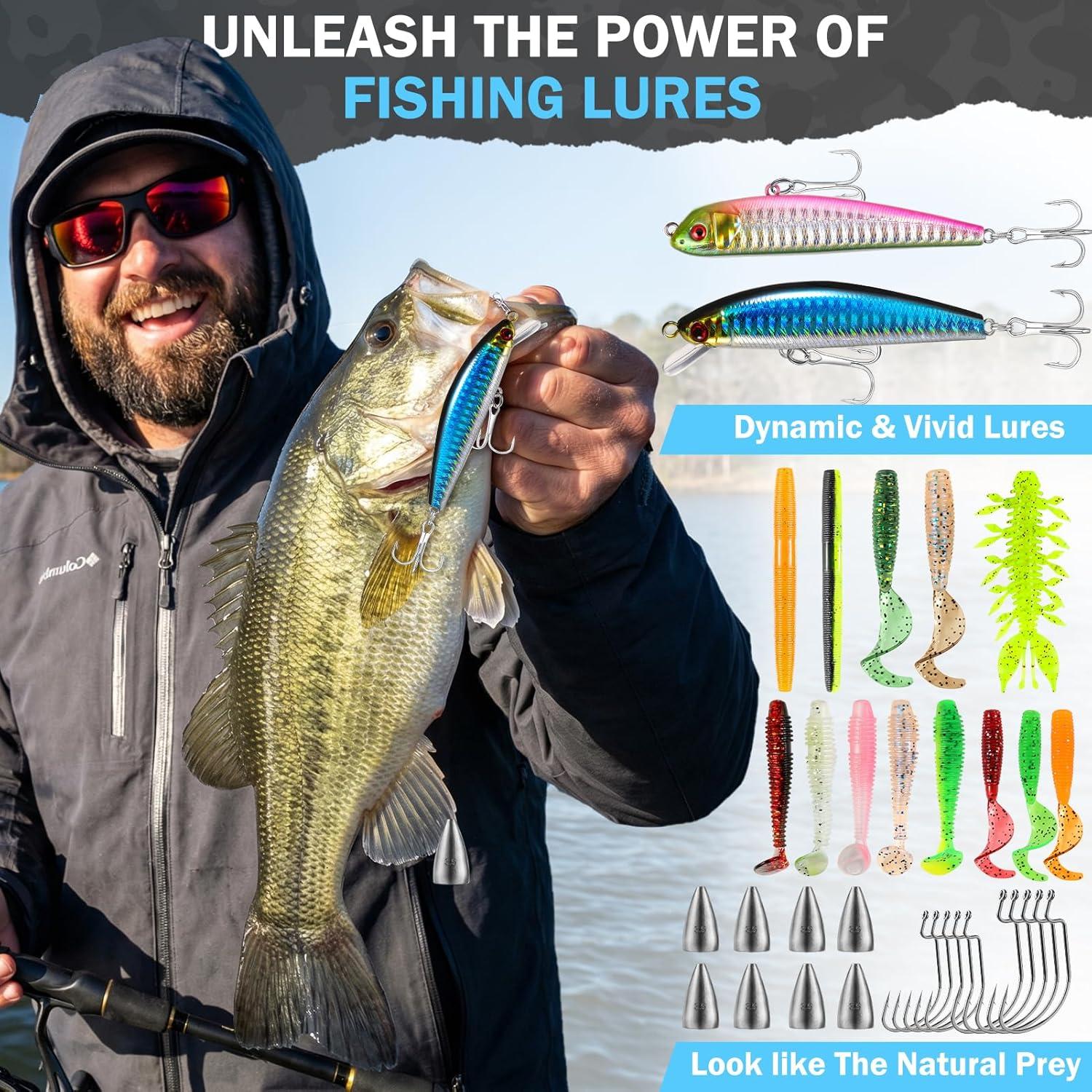 image:imagePLUSINNO Fishing Gear Fishing Backpack with Tackle Box Waterproof tackle Backpack with Rod Holders Lures Tools Pliers amp Accessories Fish Gifts for MenCamo Fishing Backpack With Fishing Kit