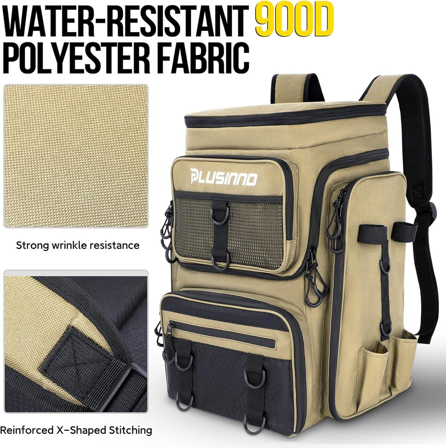 image:imagePLUSINNO Tool Bags Backpack Tackle Bag WaterResistant Fishing Backpack with Rod Holder Ideal Fishing Gifts for Men