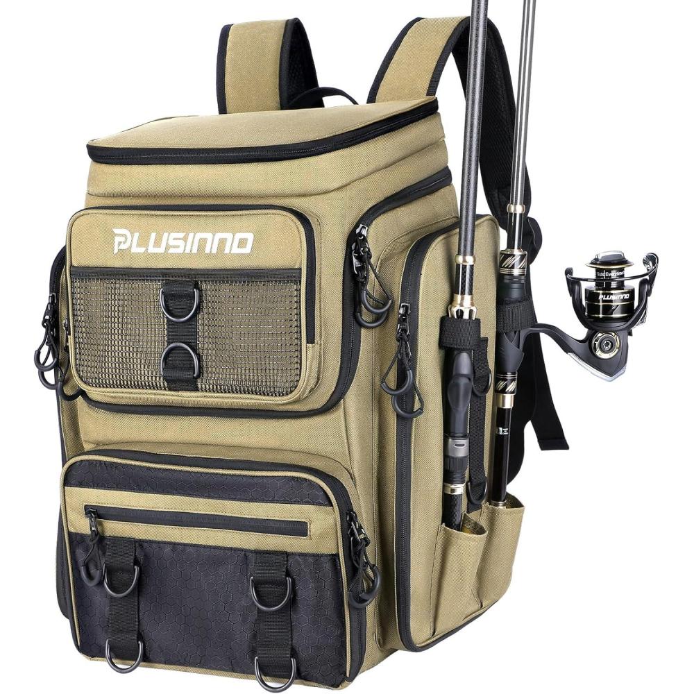 image:imagePLUSINNO Tool Bags Backpack Tackle Bag WaterResistant Fishing Backpack with Rod Holder Ideal Fishing Gifts for Men