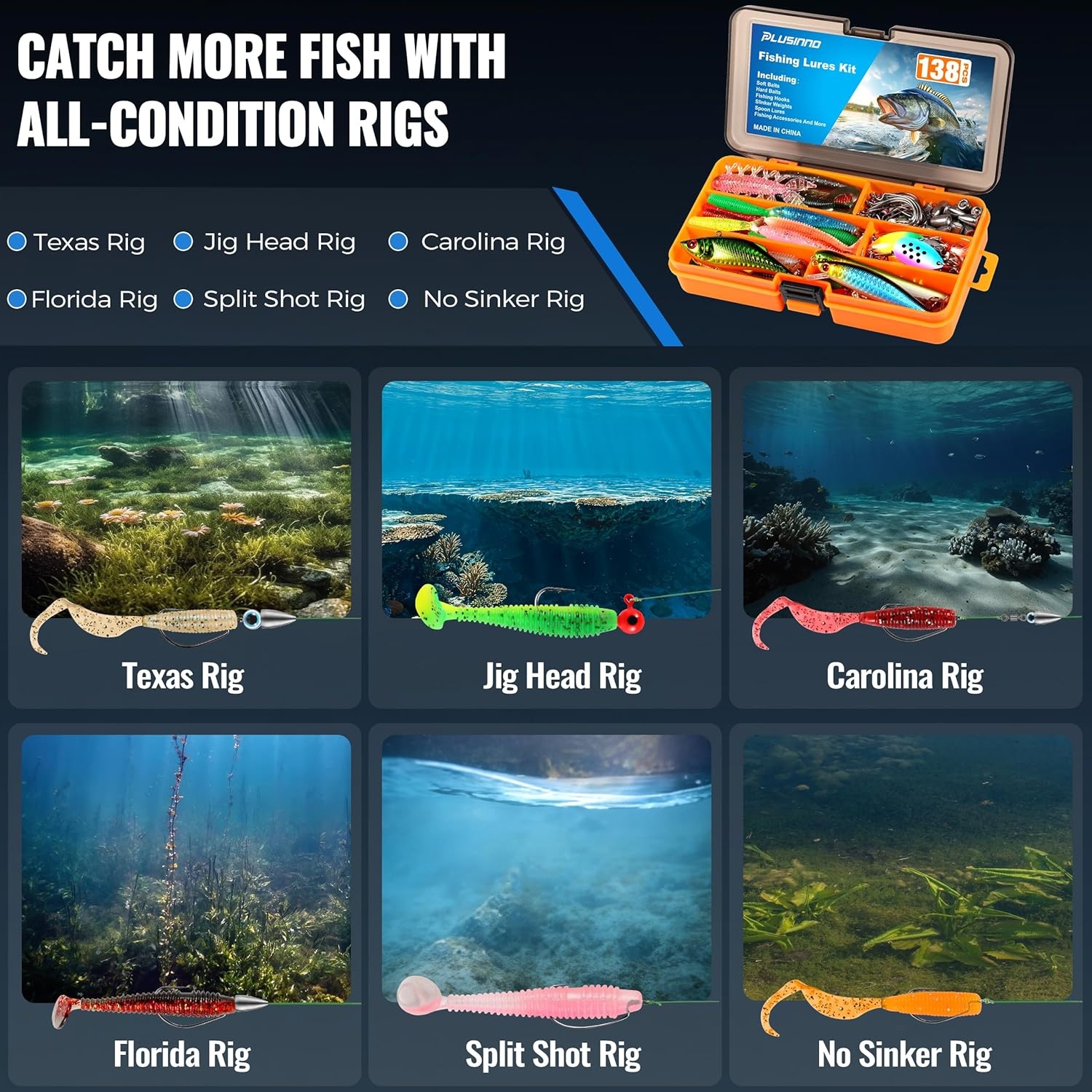 image:imagePLUSINNO Fishing Rod and Reel Combo with Telescopic Fishing Pole Portable Travel Fishing Rods Kit with Tackle Box Carrier Bag amp Manuals Fishing Gear Tool Kit for Freshwater Fishing Gifts for MenSILVER
