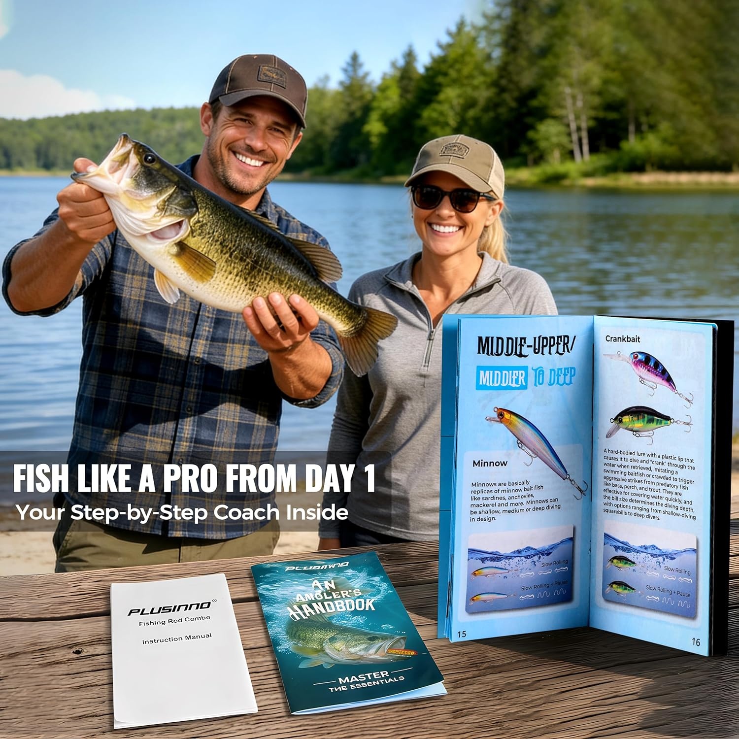 image:imagePLUSINNO Fishing Rod and Reel Combo with Telescopic Fishing Pole Portable Travel Fishing Rods Kit with Tackle Box Carrier Bag amp Manuals Fishing Gear Tool Kit for Freshwater Fishing Gifts for MenSILVER