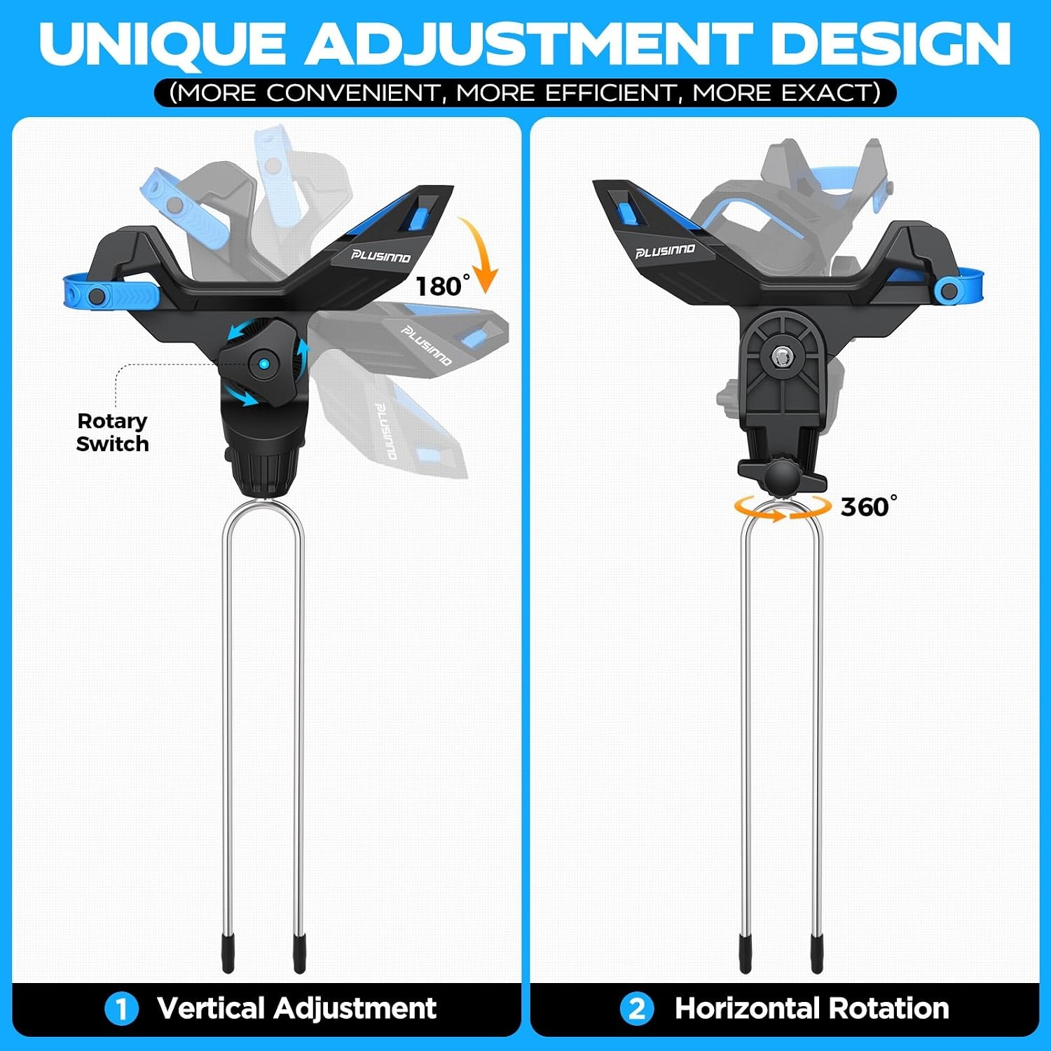 image:imagePLUSINNO 124 Pack Fishing Rod Holder for Ground Upgraded Rod Holders for Bank Fishing 360 Degree Adjustable Fishing Rod Holder Equipment Fishing Gear Fishing Gifts for MenRod Holder2 Pack