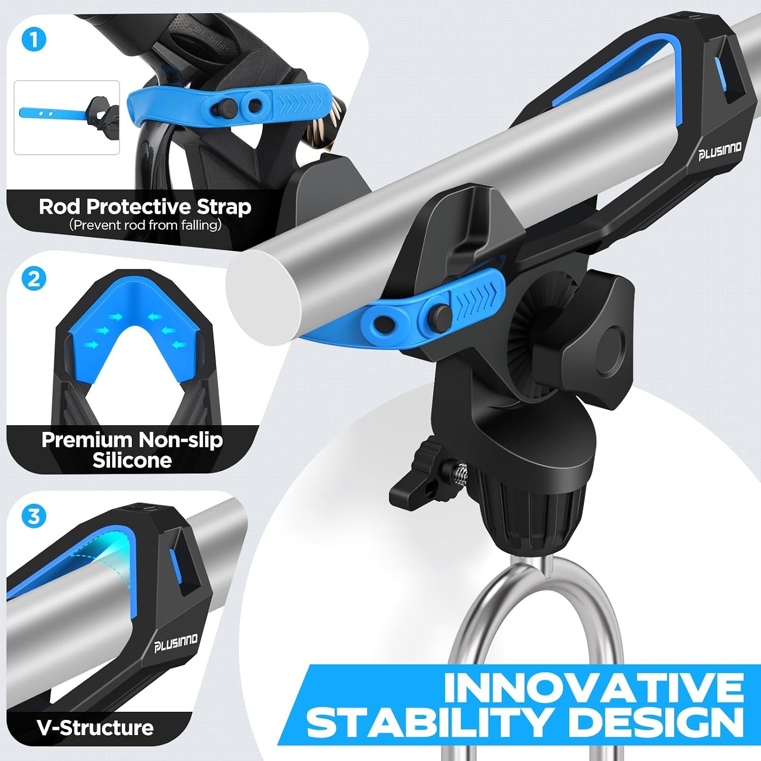 image:imagePLUSINNO 124 Pack Fishing Rod Holder for Ground Upgraded Rod Holders for Bank Fishing 360 Degree Adjustable Fishing Rod Holder Equipment Fishing Gear Fishing Gifts for MenRod Holder2 Pack