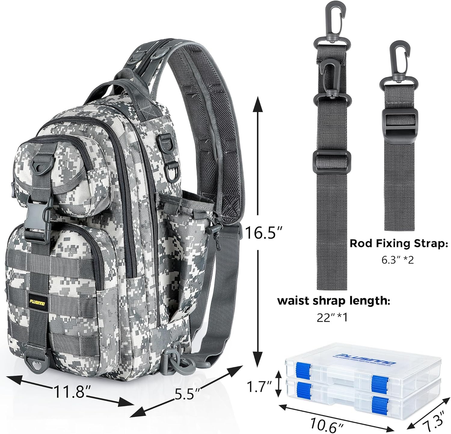 image:imagePLUSINNO Fishing GearFishing Backpack with Floating Fishing NetTackle BoxesWaterproof Fishing Tackle BagFishing Gifts for MenAcu Backpack With 4 Boxes