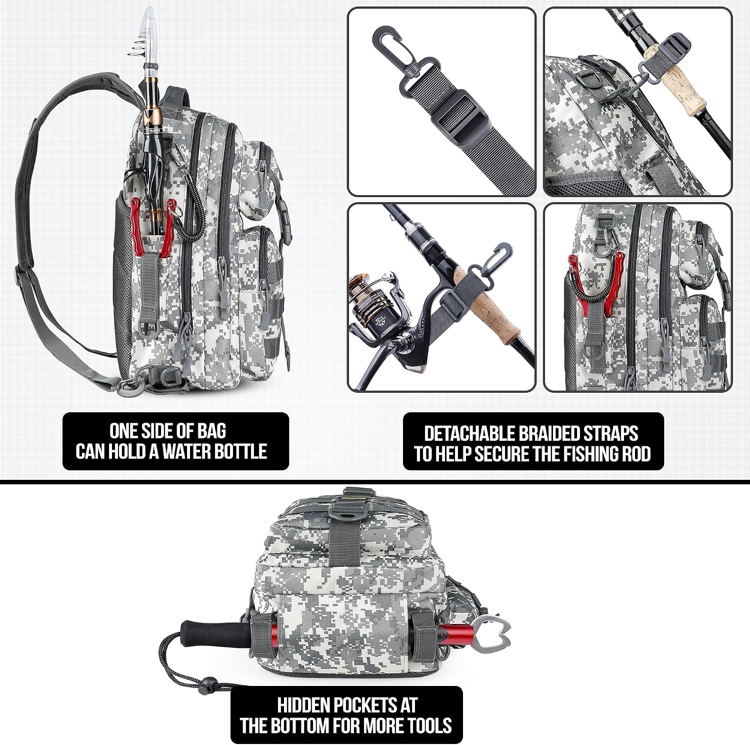 image:imagePLUSINNO Fishing GearFishing Backpack with Floating Fishing NetTackle BoxesWaterproof Fishing Tackle BagFishing Gifts for MenAcu Backpack With 4 Boxes