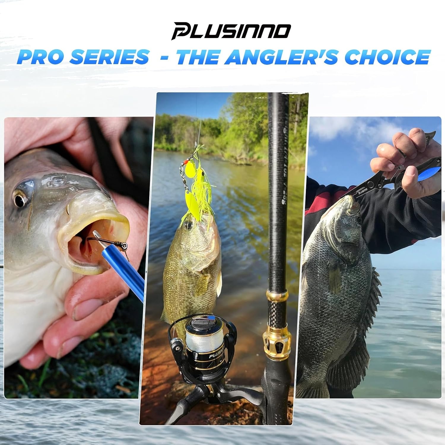 image:imagePLUSINNO Fishing GearFishing Backpack with Floating Fishing NetTackle BoxesWaterproof Fishing Tackle BagFishing Gifts for MenBlack Camo Backpack With Rod and Reel Combo