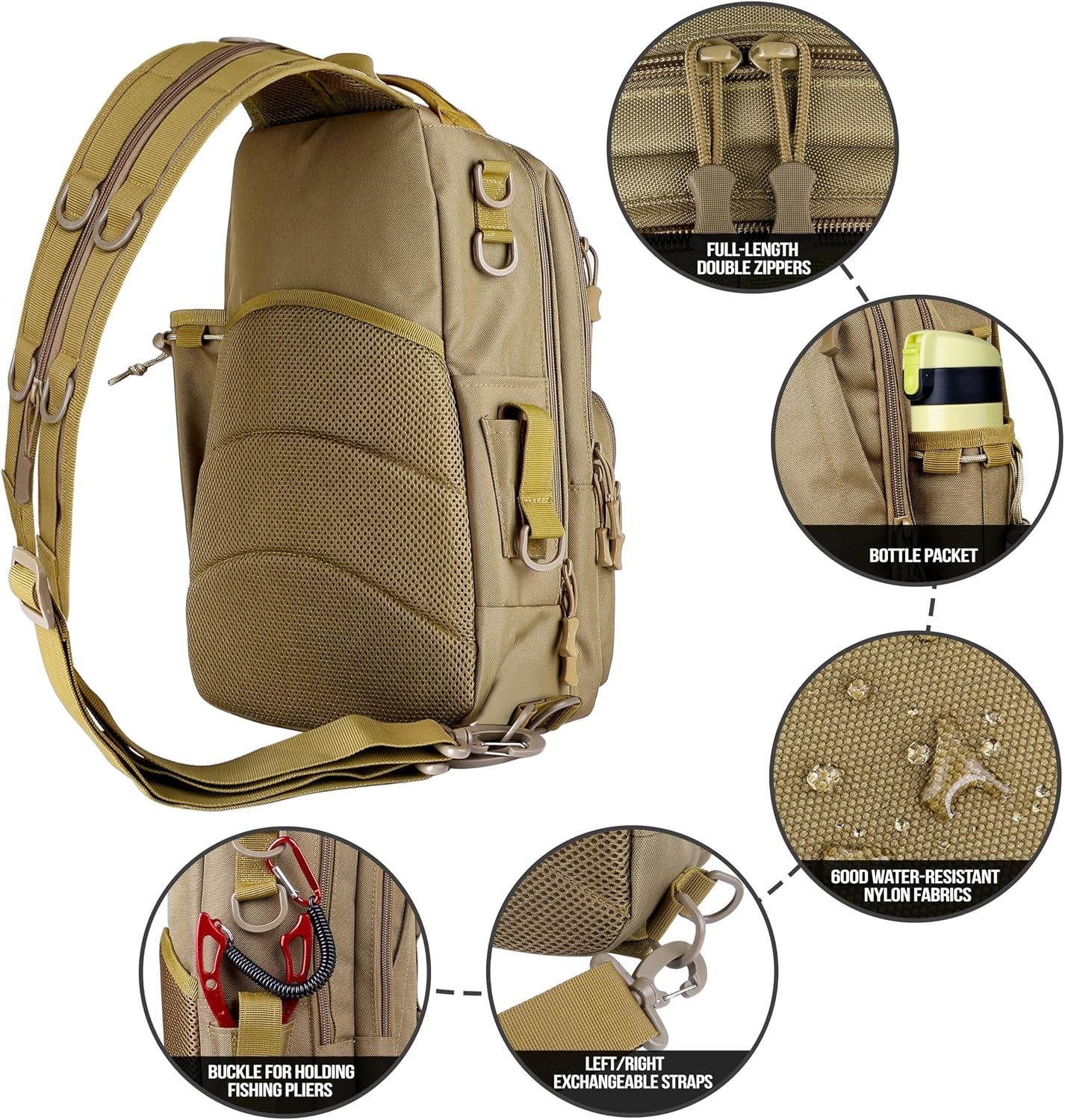 image:imagePLUSINNO Fishing GearFishing Backpack with Floating Fishing NetTackle BoxesWaterproof Fishing Tackle BagFishing Gifts for MenKhaki Backpack With 4 Boxes