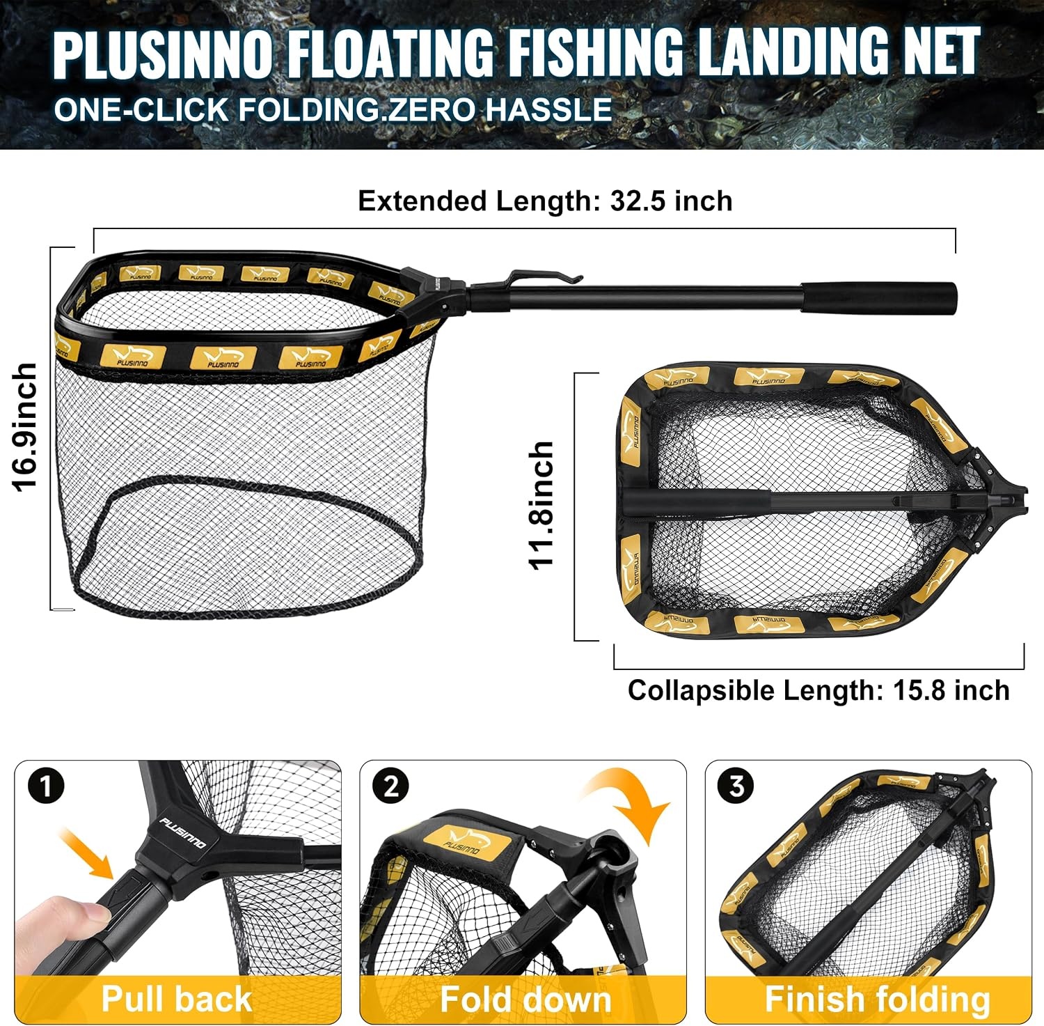 image:imagePLUSINNO Fishing GearFishing Backpack with Floating Fishing NetTackle BoxesWaterproof Fishing Tackle BagFishing Gifts for MenKhaki Camo Backpack With Fishing Net