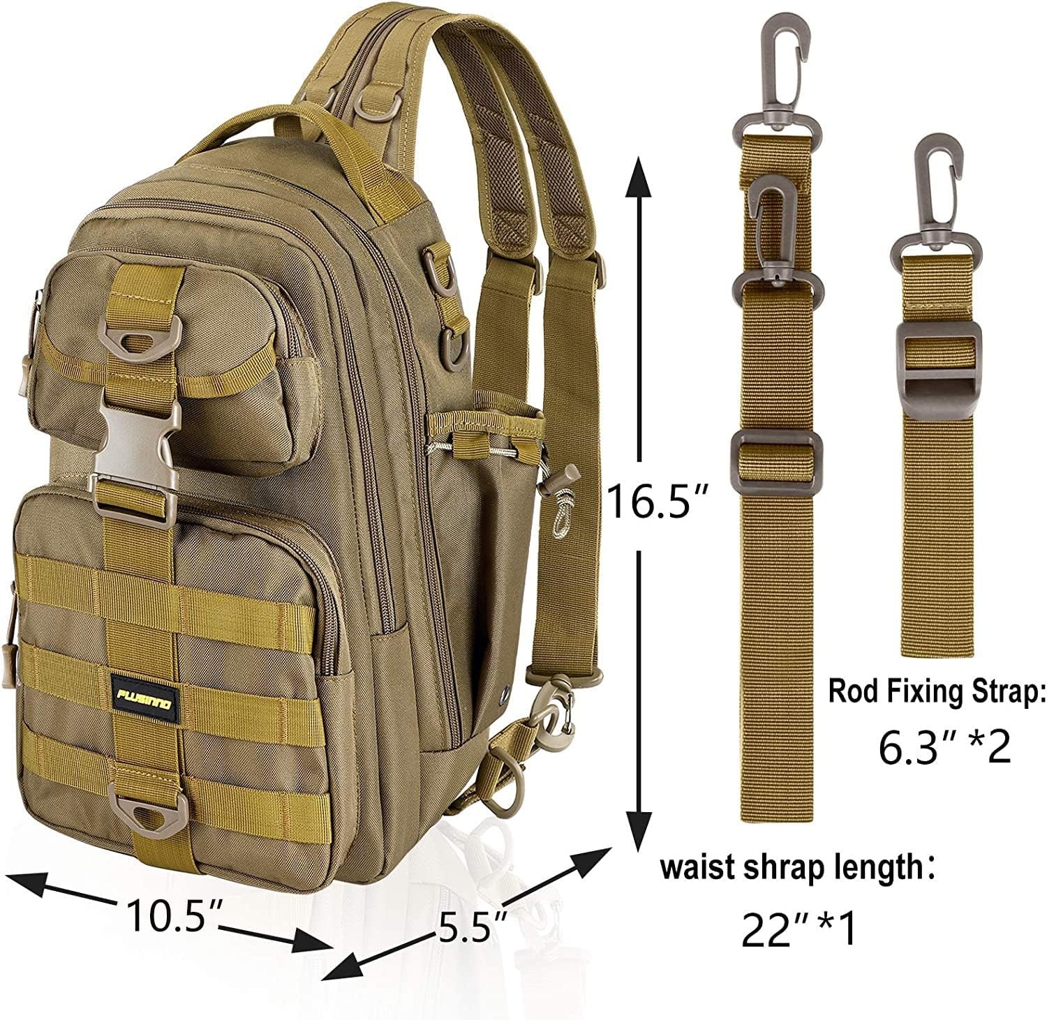 image:imagePLUSINNO Fishing GearFishing Backpack with Floating Fishing NetTackle BoxesWaterproof Fishing Tackle BagFishing Gifts for MenKhaki Single Backpack