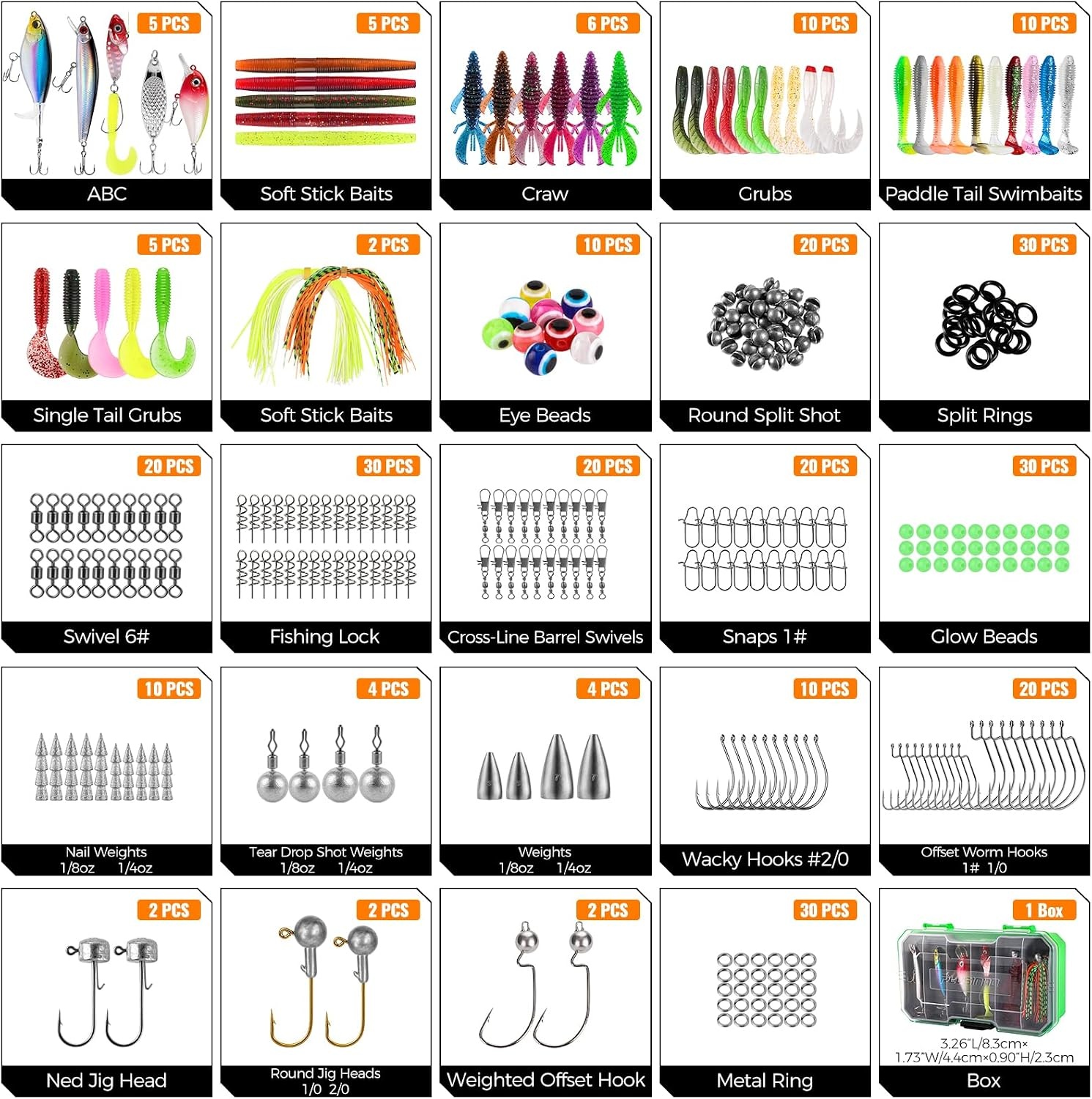 image:imagePLUSINNO Pro Bass Fishing Lures Bass Fishing Kit Tackle Box for All Water 6 Prerigged Fishing Lures 307pcs Freshwater Largemouth Smallmouth Bass Fishing Lures Doublelayer Fishing Tackle Boxgreen