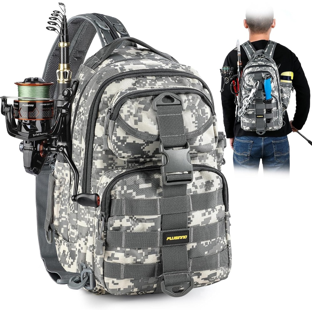 image:imagePLUSINNO Fishing GearFishing Backpack with Floating Fishing NetTackle BoxesWaterproof Fishing Tackle BagFishing Gifts for MenAcu Single Backpack