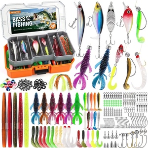 PLUSINNO Pro Bass Fishing Lures- Bass Fishing Kit Tackle Box for All Water | 6 Pre-rigged Fishing Lures | 307pcs Freshwater Largemouth Smallmouth Bass Fishing Lures | Double-layer Fishing Tackle Box(orange)
