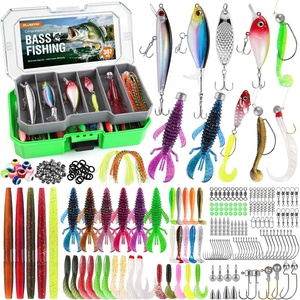PLUSINNO Pro Bass Fishing Lures- Bass Fishing Kit Tackle Box for All Water | 6 Pre-rigged Fishing Lures | 307pcs Freshwater Largemouth Smallmouth Bass Fishing Lures | Double-layer Fishing Tackle Box(green)