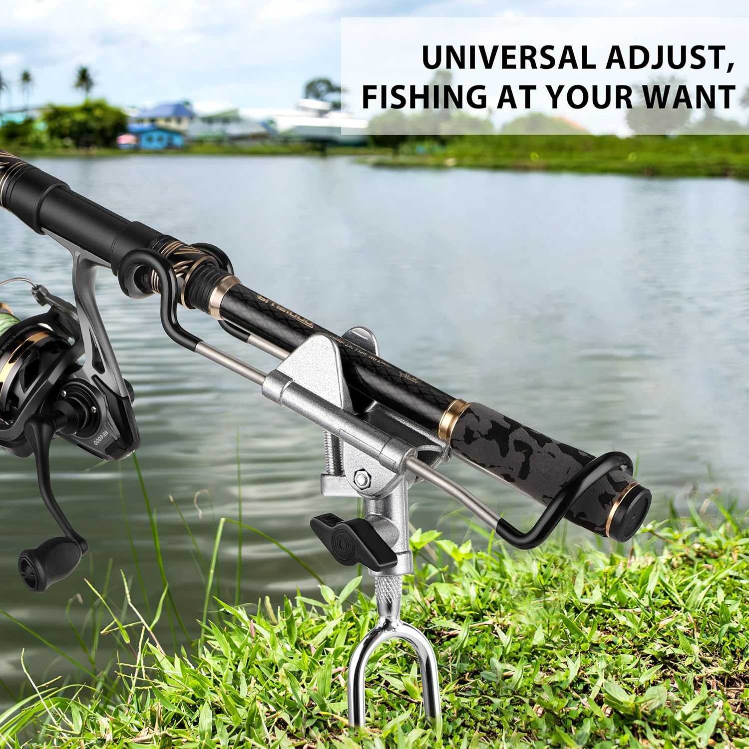 image:imagePLUSINNO Fishing Rod Holders Upgraded 360 Degree Adjustable Fishing Pole Stand Equipment for Bank Beach Gift for Men2 Pack Fishing Rods Holdergrey