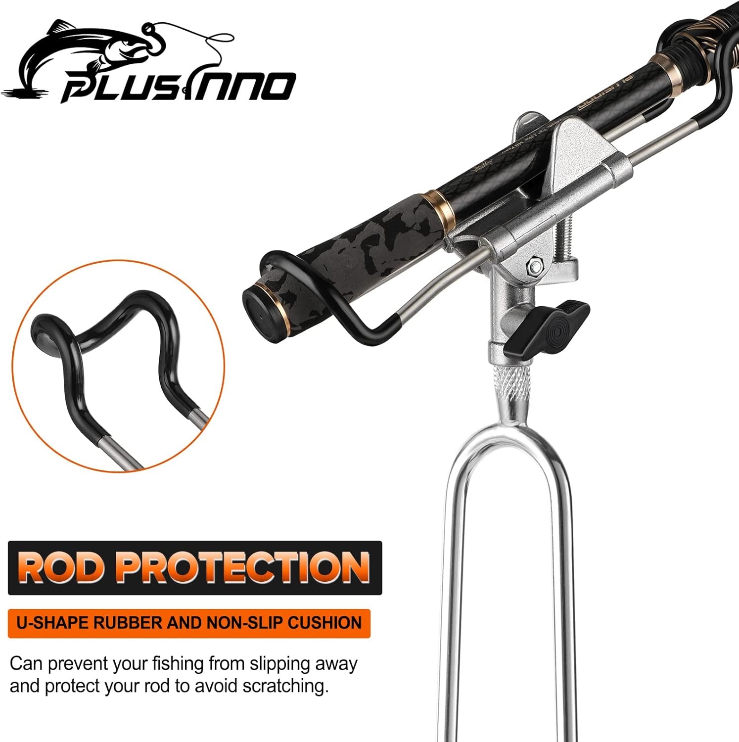 image:imagePLUSINNO Fishing Rod Holders Upgraded 360 Degree Adjustable Fishing Pole Stand Equipment for Bank Beach Gift for Men2 Pack Fishing Rods Holdergrey