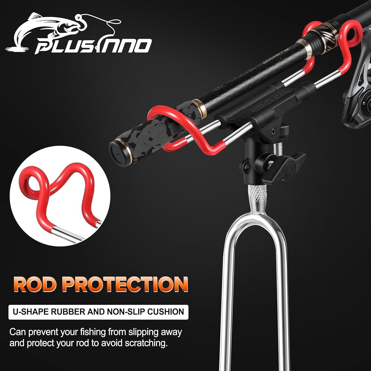 image:imagePLUSINNO Fishing Rod Holders Upgraded 360 Degree Adjustable Fishing Pole Stand Equipment for Bank Beach Gift for Men2 Pack Fishing Rods Holderlong Handle