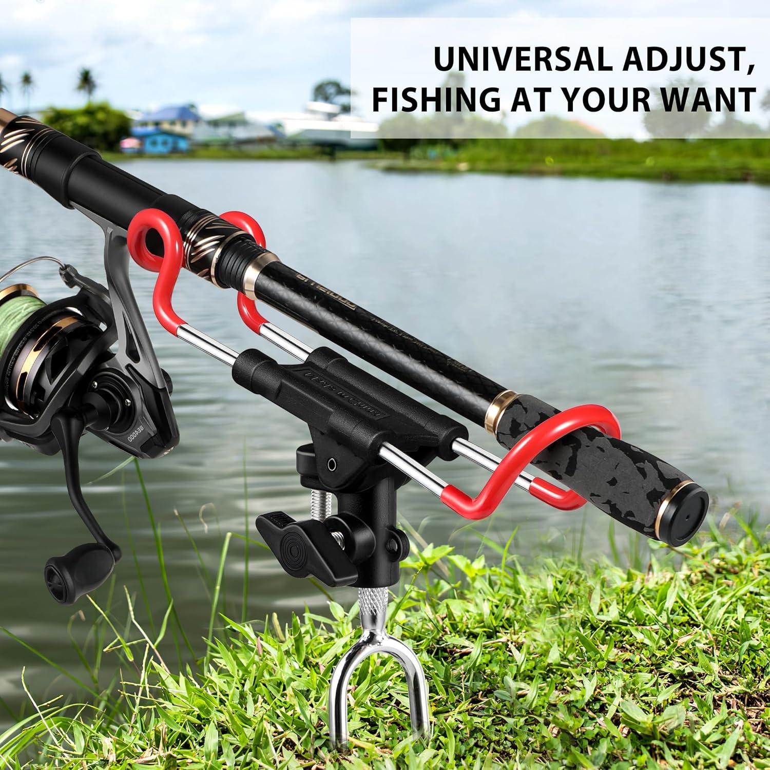 image:imagePLUSINNO Fishing Rod Holders Upgraded 360 Degree Adjustable Fishing Pole Stand Equipment for Bank Beach Gift for Men2 Pack Fishing Rods Holderlong Handle