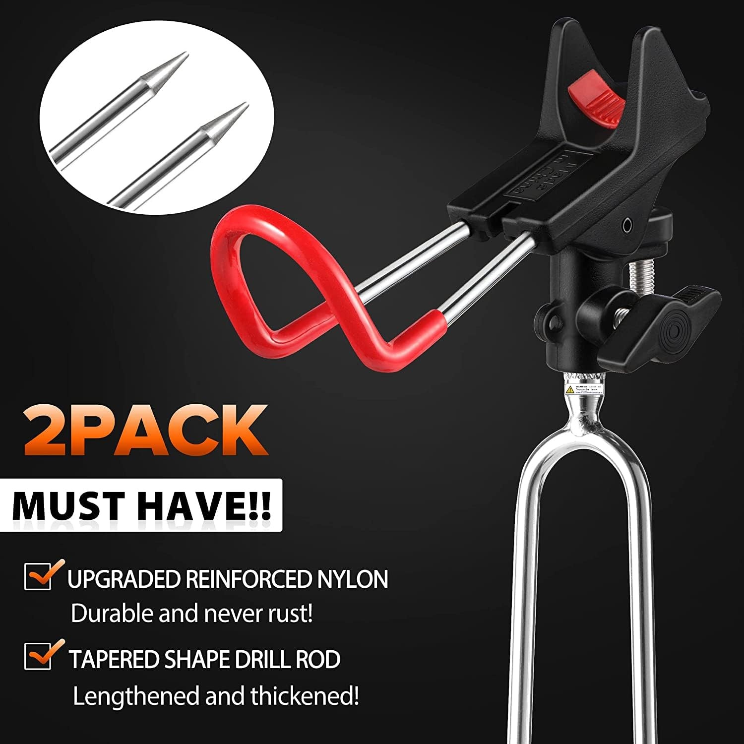 image:imagePLUSINNO Fishing Rod Holders Upgraded 360 Degree Adjustable Fishing Pole Stand Equipment for Bank Beach Gift for Men2 Pack Fishing Rods Holderred and Black