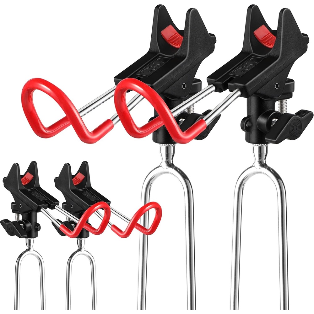 image:imagePLUSINNO Fishing Rod Holders Upgraded 360 Degree Adjustable Fishing Pole Stand Equipment for Bank Beach Gift for Men4 Pack Fishing Rods Holderred and Black
