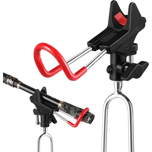 PLUSINNO Fishing Rod Holders – Upgraded 360 Degree Adjustable Fishing Pole Stand Equipment for Bank, Beach, Gift for Men(1 Pack Fishing Rods Holder-(red And.black）)