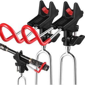 PLUSINNO Fishing Rod Holders – Upgraded 360 Degree Adjustable Fishing Pole Stand Equipment for Bank, Beach, Gift for Men(2 Pack Fishing Rods Holder(red and Black))